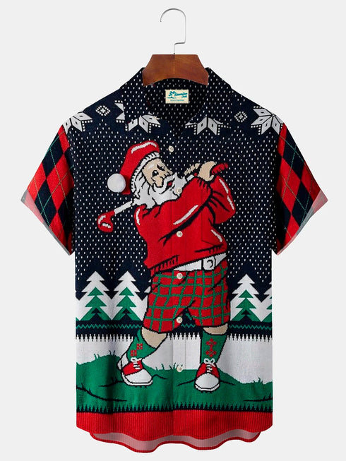 Men's Christmas Funny Graphic Short Sleeve Hawaiian Shirt